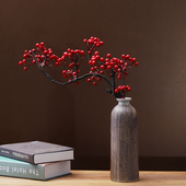 陶瓷花瓶仿真发财果罗汉果冬青红果浆果相思豆插花花艺家居摆放