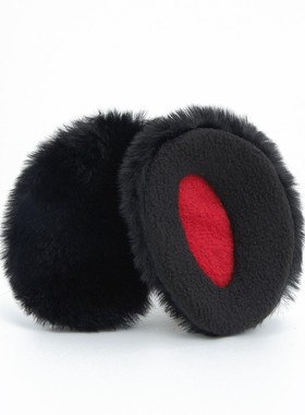 潮流红色柔软冬季保暖毛绒耳套仿兔毛黑色无间耳罩户外护耳暖耳捂