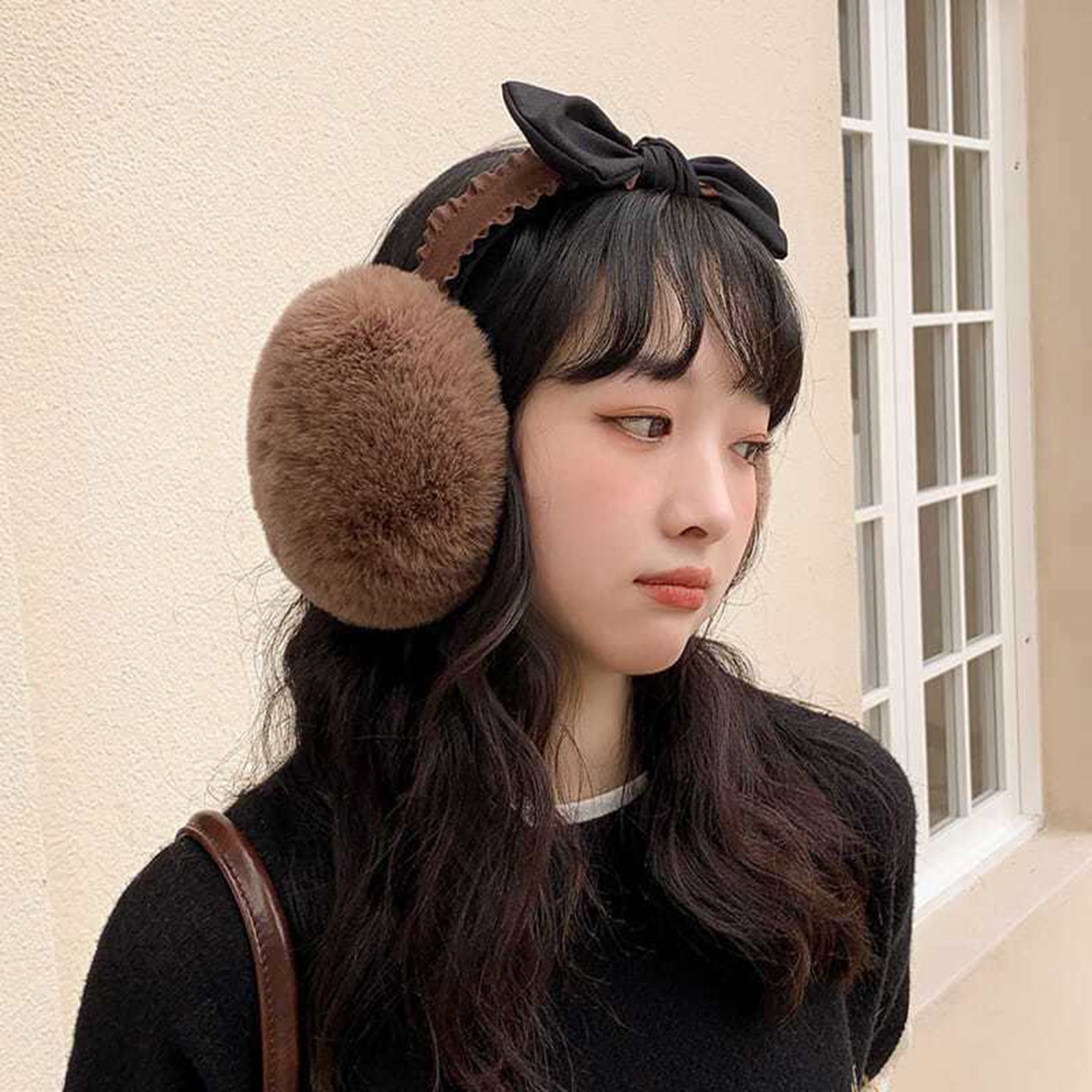 秋冬甜美獭兔毛保暖护耳耳套