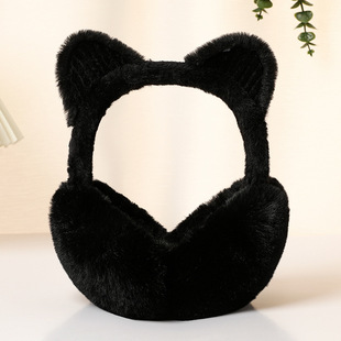 可爱猫耳朵毛绒耳套女冬季保暖耳罩防风防冻耳暖防寒黑色儿童时尚