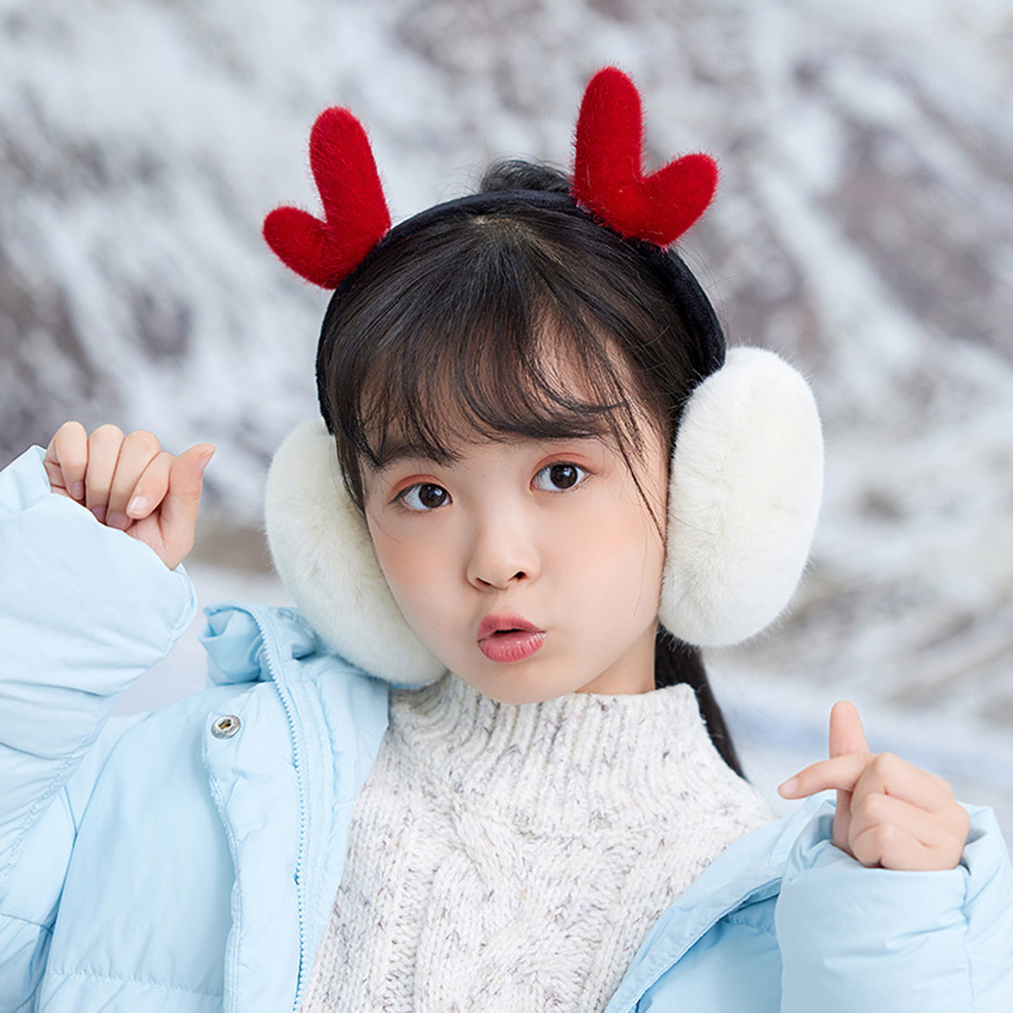 儿童耳套冬季可爱毛绒耳罩男女童保暖护耳包防风幼儿可折叠防冻疮