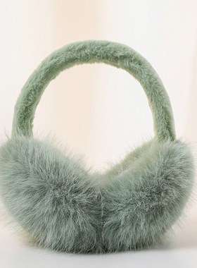 折叠绿色耳罩薄荷绿耳套毛绒冬季耳朵防寒保暖加厚女士耳包彩色