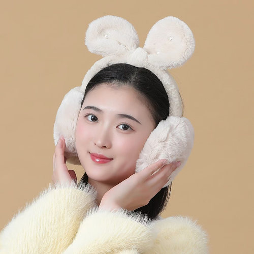 冬季保暖毛绒兔耳折叠耳罩女款