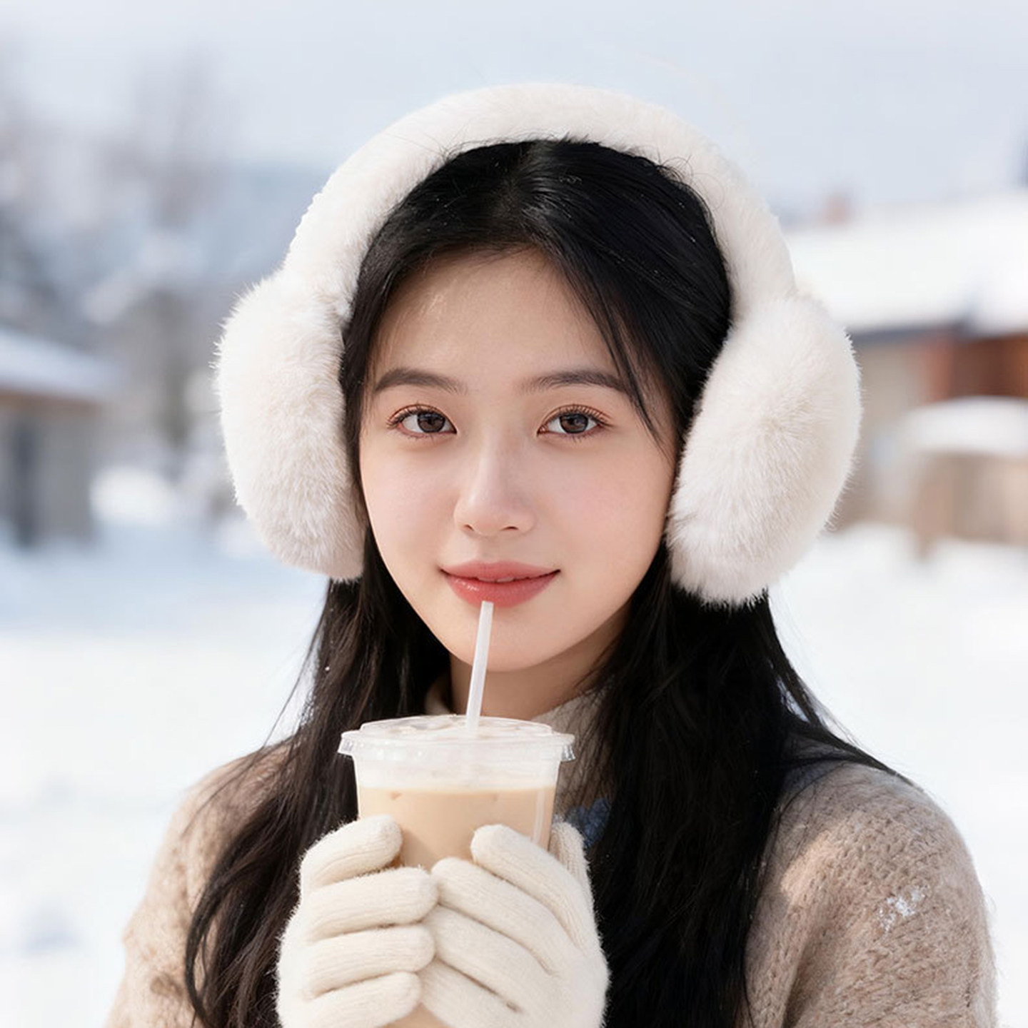 仿小兔貂毛绒保暖耳套女士儿童