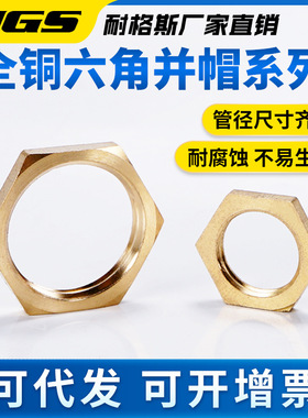 全铜六角螺帽外紧固柄帽并圈并帽螺母拼帽1分2分3分4分6分1寸TLM
