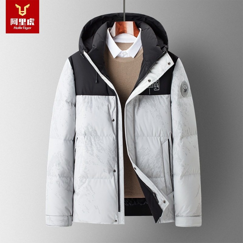 经典男装冬季新款连帽拉链外套休闲时尚印花加厚保暖羽绒服现货,男装,羽绒服,淘宝优惠券,粉丝福利购,淘宝优惠卷
