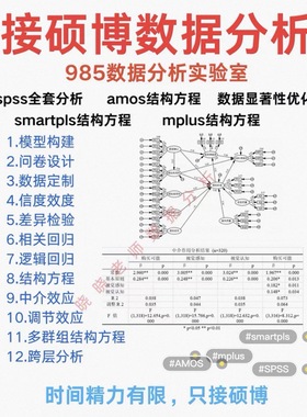 【博士个人】接数据分析 SPSS，AMOS，smartpls，mplus，stata