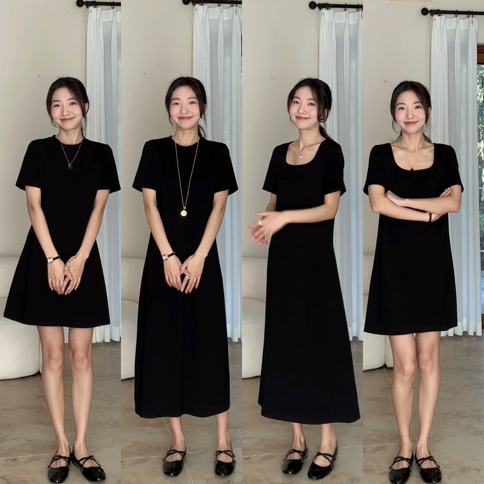 【郭九九呢】正肩显瘦百搭宽松直筒T恤连衣裙女夏季气质小黑裙子