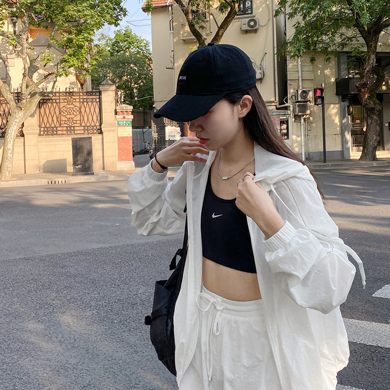 郭九九呢 运动防晒外套女夏季薄款韩版宽松套装外套短裤两件套潮