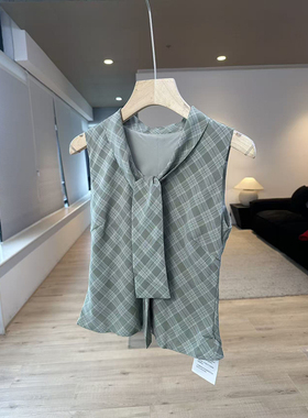 【年终清仓 售完不补】气质修身领口飘带无袖上衣 G925E06668