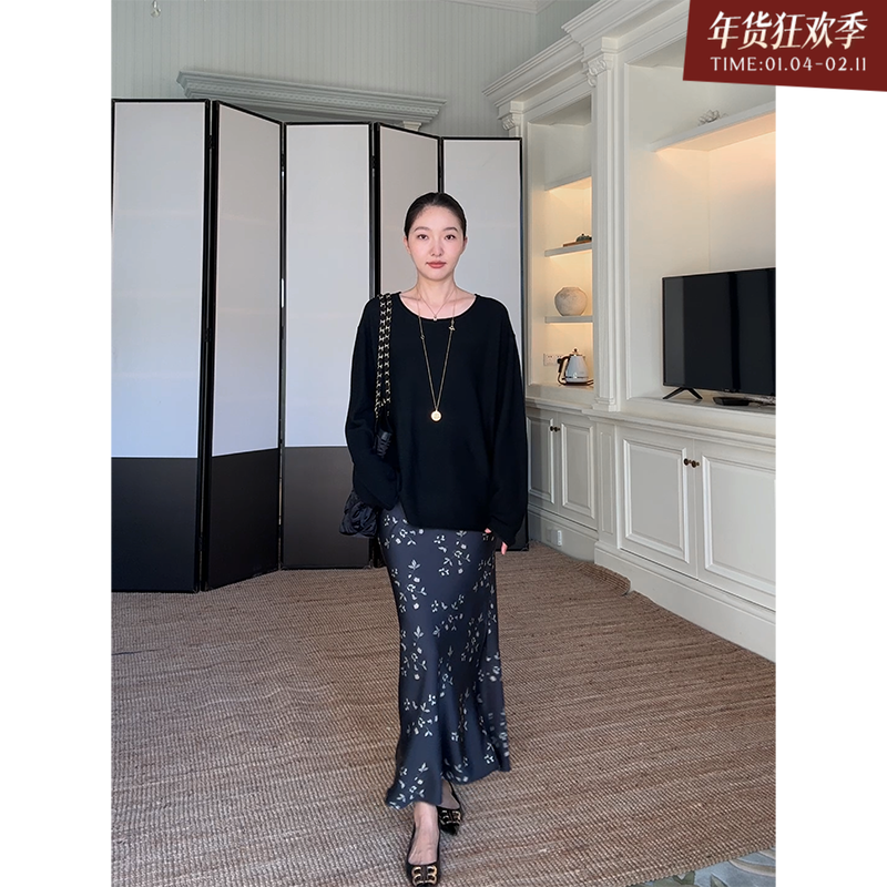 郭九九呢 桑蚕丝羊毛圆领宽松针织衫秋季显瘦上衣花色斜裁半身裙,女装/女士精品,时尚套装,淘宝优惠券,粉丝福利购,淘宝优惠卷