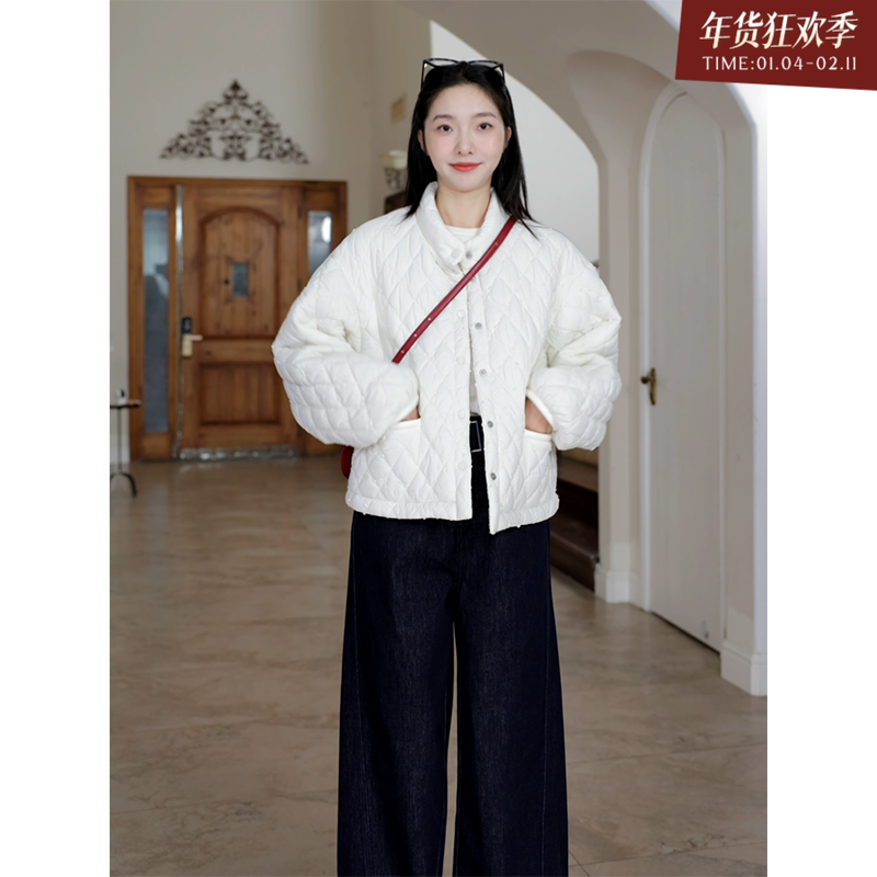 郭九九呢 贵气感小香立体绣花立领棉服外套秋季百搭阔腿牛仔裤,女装/女士精品,时尚套装,淘宝优惠券,粉丝福利购,淘宝优惠卷