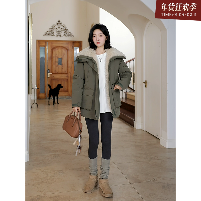 郭九九呢毛毛外套冬季保暖防风派克服百搭大翻领宽松显瘦上衣,女装/女士精品,短外套,淘宝优惠券,粉丝福利购,淘宝优惠卷