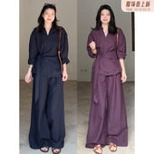 春季 亚麻天丝气质V领不规则系带衬衫 售完不补 小众 年终清仓