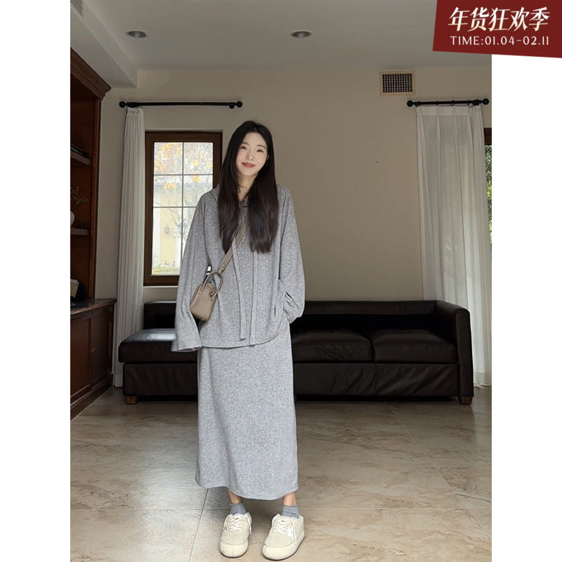 郭九九呢 休闲慵懒百搭卫衣套装女初春宽松连帽上衣显瘦直筒半裙,女装/女士精品,时尚套装,淘宝优惠券,粉丝福利购,淘宝优惠卷