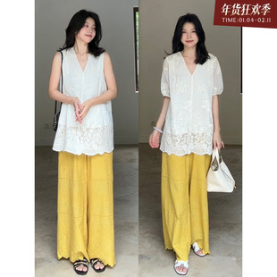 【年终清仓 售完不补】 天丝棉重工绣花宽松显瘦无袖上衣夏季百搭