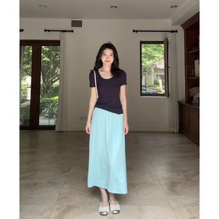 100%天丝简约宽松显瘦半身裙夏季 郭九九呢 百搭休闲大领口T恤女