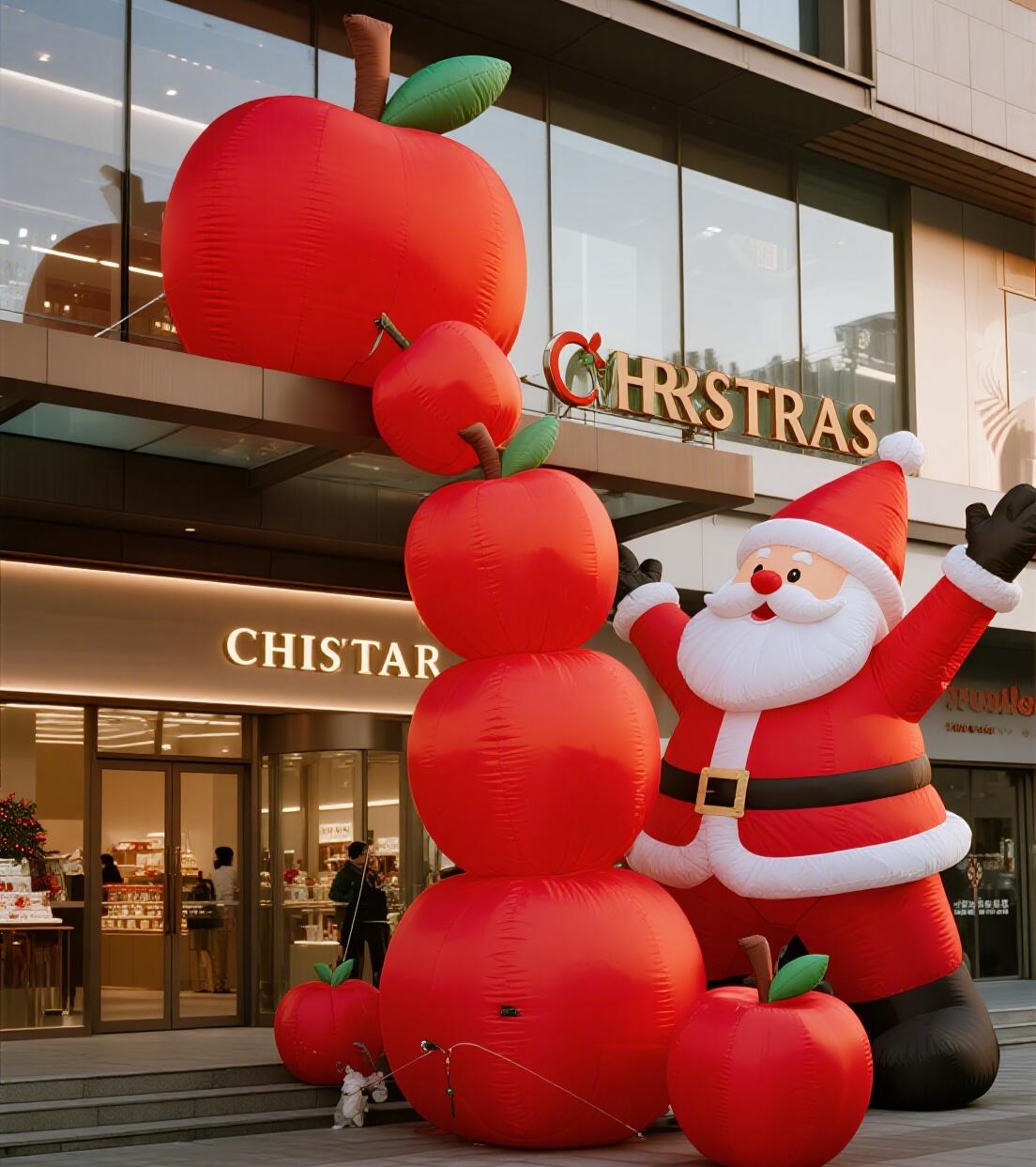 创意门头充气圣诞老人气模发光卡通气模商场户外活动装饰品圣诞礼