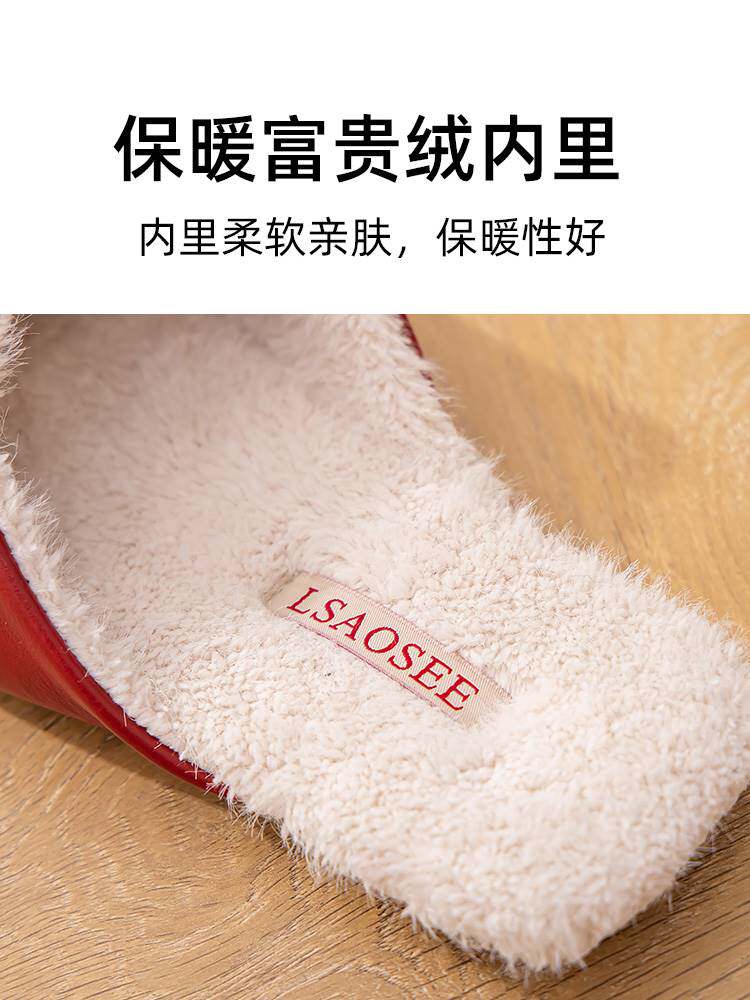 梁氏冬季居家棉拖鞋女士2022新款室内家用毛绒保暖防水防滑皮拖鞋