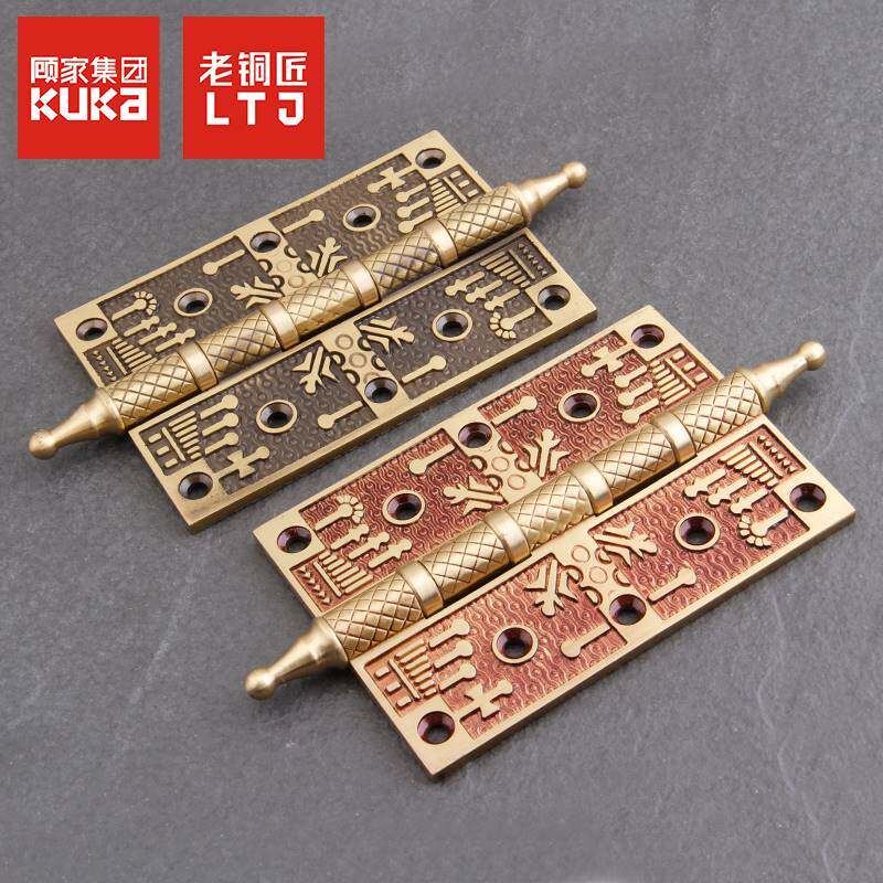 顾家老铜匠欧式全铜房门合页加厚木门铰链静音仿古5寸平板铜合页