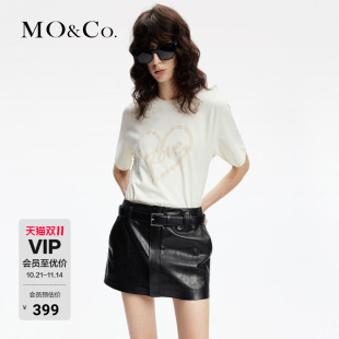 T恤摩安珂抗菌防螨 春秋爱心珠片绣棉质短袖 MOCO奥莱