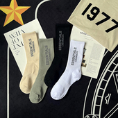 袜子男女ins潮FOG复线ESSENTIALS篮球长袜黑白字母纯棉滑板中筒袜