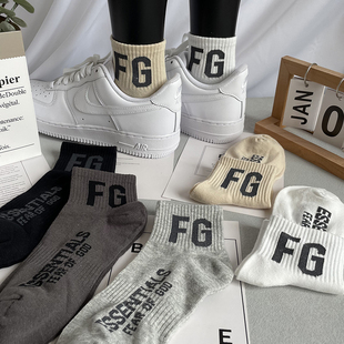 5双FOG复线ESS富贵FG字母短袜子男女春夏季 潮黑白灰低帮运动棉袜