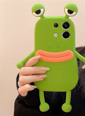 适用小米红米note14手机壳noto13pro+卡通12turbo立体11t青蛙10香肠嘴9搞怪8丑萌7趣味12十11绿色redmi硅胶套