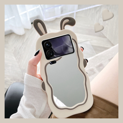 适用小米17手机壳17promax镜面17pro卡通por立体十七兔子mi可爱兔耳朵镜子补妆镜网红新款超火防摔硅胶软壳女