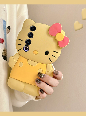 卡通黄色kt猫适用魅族22mini手机壳note16pro带21note挂链20趣味18s立体18x凯蒂猫17por可爱16plus硅胶meizu