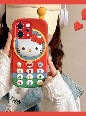 红色kt猫电话机适用vivos50手机壳s50promini卡通vivo立体大哥大vivis凯蒂猫vovis可爱vovo趣味新款防摔硅胶p
