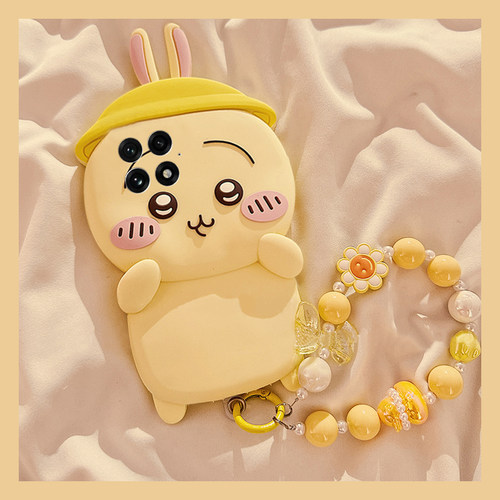 手机壳硅胶卡通趣味乌萨奇带珍珠挂链