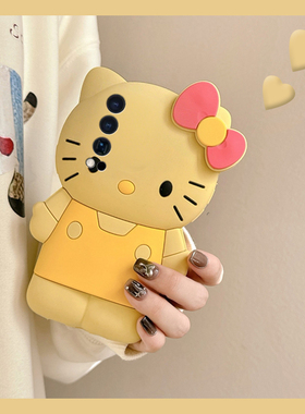 卡通黄色kt猫适用vivoiqooneo10pro手机壳iqooneo9spro+带8挂链7se趣味5s立体6凯蒂猫855可爱3硅胶十vivo软壳
