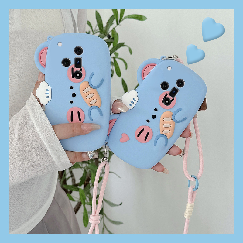 手机壳硅胶可爱卡通饼干老鼠带斜跨挂绳