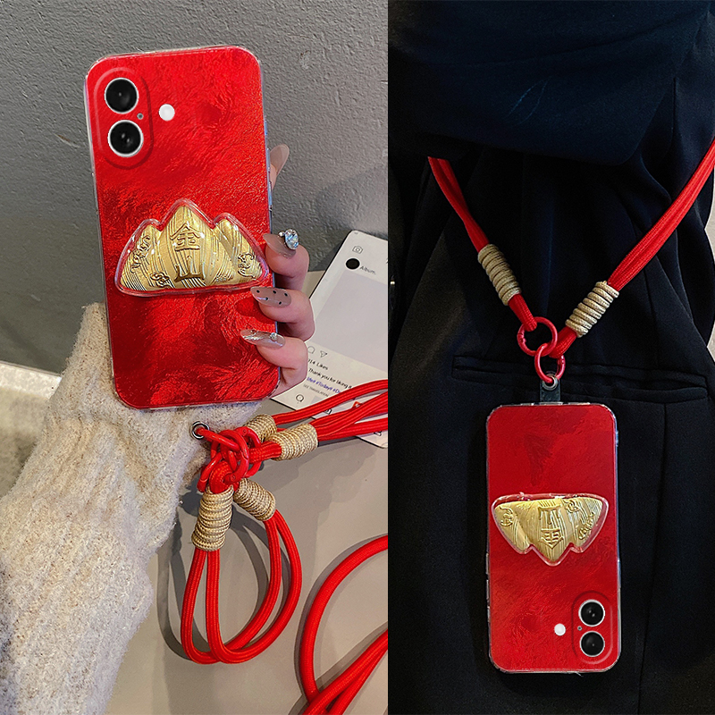 手机壳新年蛇年2025立体金山带手链斜跨挂绳