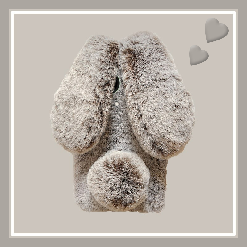 手机壳秋冬毛绒保暖暖手立体卡通趣味兔子