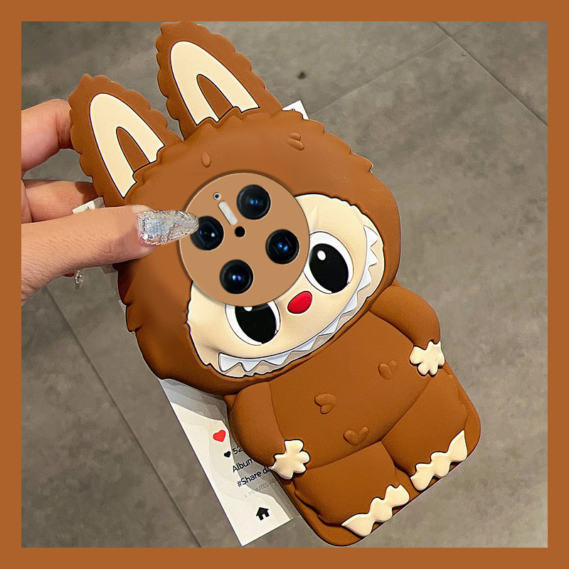 手机壳硅胶卡通丑萌立体棕色拉布布兔子