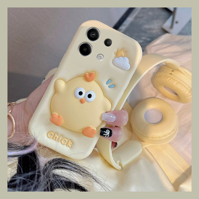 适用小米红米note14手机壳noto13pro+卡通12turbo立体11t云朵10小鸡9可爱8超萌7趣味12十11黄色redmi硅胶软壳