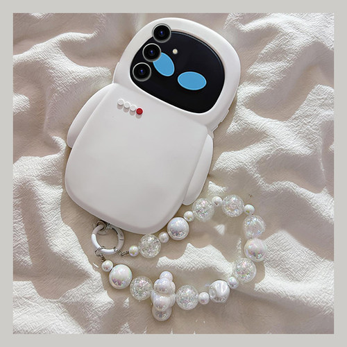 手机壳硅胶可爱卡通机器人带手绳挂链