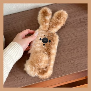 撞色毛绒兔子耳朵适用华为mate80promax手机壳mete80gts秋冬70air拼色60rs毛茸茸50e卡通40pro 立体30epro十p