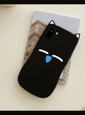 慵懒黑色猫咪适用oppo一加ace6手机壳ace5pro呆萌1+13t可爱12趣味11立体10耳朵9rt软8t/7a/ace3v/2/1+oneplus