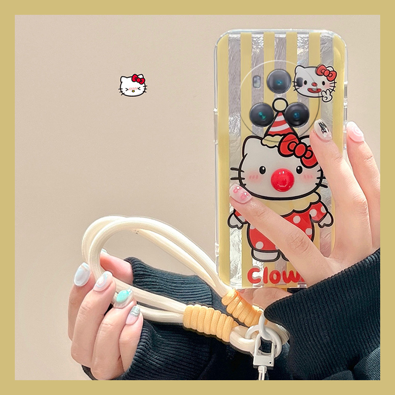 手机壳锡纸纹卡通动漫凯蒂猫立体鼻子带挂链