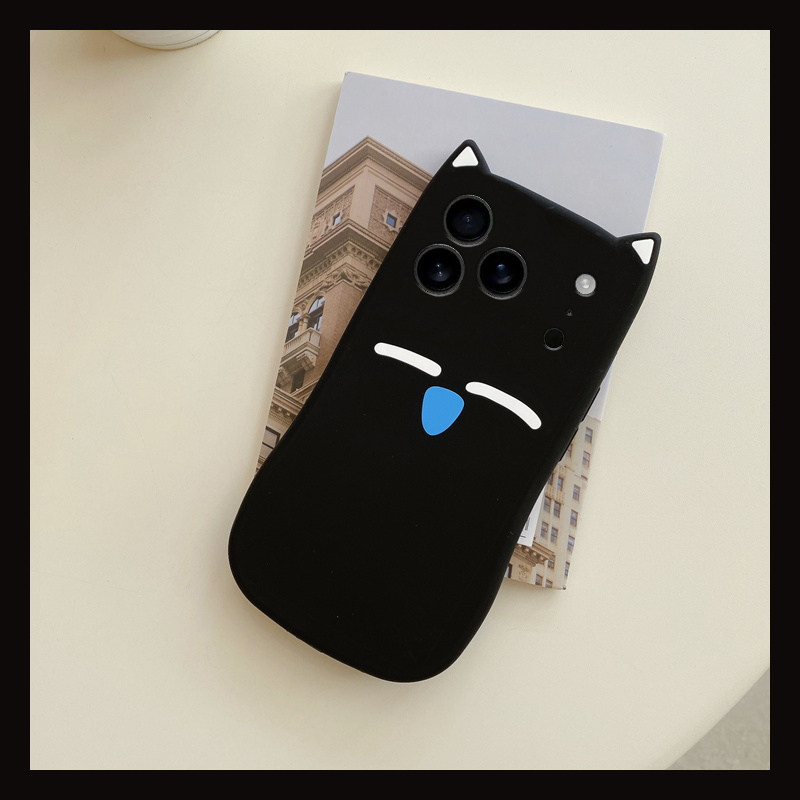 慵懒黑色猫咪适用苹果17air手机壳iphone16e呆萌15promax可爱14plus趣味13立体12耳朵11卡通8软xrmax/7xs/6sp