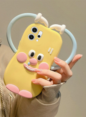 适用opporeno14手机壳reno13pro+搞怪reon12黄色11小怪兽10立体9卡通8爱心7se趣味6可爱5香肠嘴4十oppo硅胶软