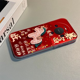 2026马上有钱适用华为mate80promax手机壳mete80gts新年70air红色60rs非凡大师50e立体40pro 刺绣十小马卡通p