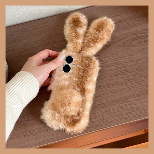 撞色毛绒兔子耳朵适用vivoy500pro手机壳y50m秋冬y300gt拼色y200t毛茸茸y100i卡通y77e立体y78 女y93s十vivo