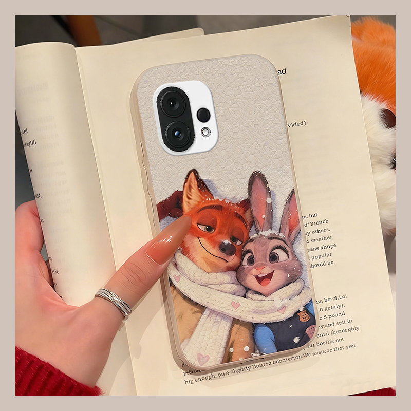 手机壳仿皮皮纹卡通情侣疯狂动物园朱迪尼克