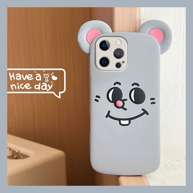 手机壳硅胶呆萌立体龅牙大耳朵老鼠
