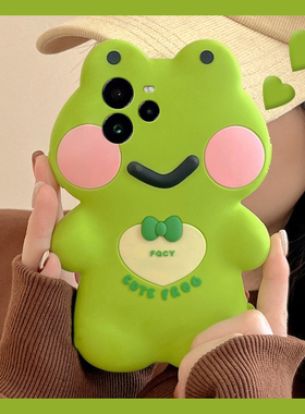绿色蝴蝶结青蛙适用oppo真我13pro+手机壳gtneo5se卡通12可爱11立体gt7创意6个性q3s趣味v25硅胶x2十realme女