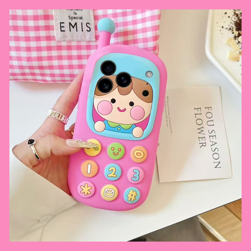 适用苹果17air手机壳iPhone16e卡通15promax女孩14pro大哥大8plus电话机13粉色12创意11立体xsmax硅胶xr/6s/7